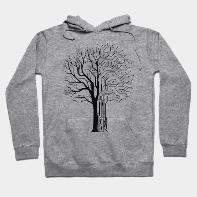 Digital tree black Hoodie by Tigr